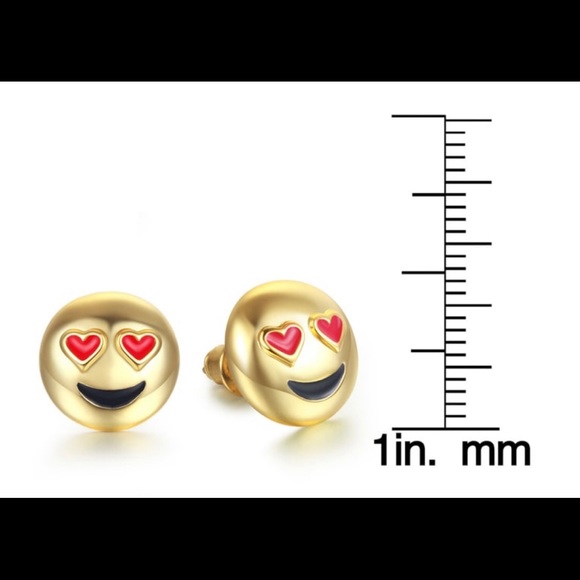 18K Gold Plated Eye Love You Emoji Earrings - Picture 4 of 4